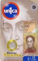 TARJETA DE VENEZUELA CON UNA MONEDA Y BILLETE DE 20 BOLIVARES (COIN-BANKNOTE) - Timbres & Monnaies