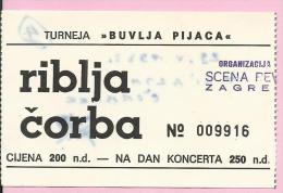 Concert Ticket - Riblja čorba, 1983., Yugoslavia - Konzertkarten