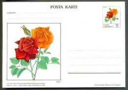 1983 TURKEY ROSE ILLUSTRATION POSTCARD - Postal Stationery
