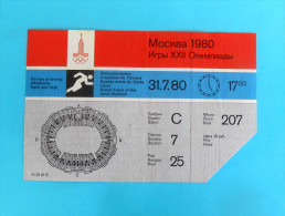 OLYMPIC GAMES - MOSCOW 1980 - ATHLETICS ... FINAL .... Official Ticket * Jeux Olympiques Billet Leichtathletik Olympia - Match Tickets