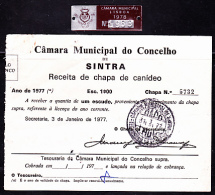 LICENCE POUR CHIENS / LICENÇA PARA CÃES - PORTUGAL, ANO DE 1977 -  INCLUÍ A CHAPA METÁLICA DE IDENTIFICAÇÃO - Portugal