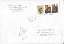 3966FM- POTTERY, CERAMICS, FLOWER, BEAR, STAMPS ON REGISTERED COVER, 2012, ROMANIA - Cartas & Documentos