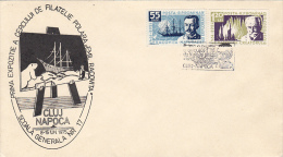 3968FM- FIRST POLAR PHILATELIC EXHIBITION OF EMIL RACOVITA CLUB, SHIP, SPECIAL COVER, 1975, ROMANIA - Événements & Commémorations