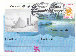 38157- BELGICA ANTARCTIC EXPEDITION, SHIP, PENGUIN, H. JOHANSEN, POSTCARD STATIONERY, OVERPRINT STAMP, 1998, ROMANIA - Spedizioni Antartiche