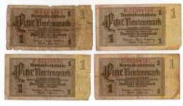 123 K ) LOT DE 4 BILLETS DE 1 MARK DONT 1 COUPE AU 2 TIERS - 1937 - Sonstige & Ohne Zuordnung