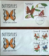 GAMBIE Papillons,papillon, Mariposas, Butterflies Yvert N° 1089/92+BF 115. FDC, Enveloppes 1er Jour. Serie Complete Ur F - Mariposas