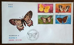 TURQUIE Papillons,papillon, Mariposas, Butterflies. Yvert N° 2582/85 FDC,  Serie Complete Enveloppe 1er Jour - Mariposas