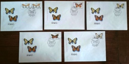 URSS - RUSSIE Papillons,papillon, Mariposas, Butterflies Yvert N° 5285/89. FDC, Serie Complete Sur Enveloppes 1er Jour. - Butterflies