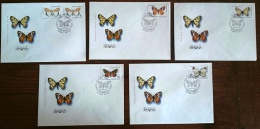 URSS - RUSSIE Papillons,papillon, Mariposas, Butterflies Yvert N° 5285/89. FDC, Serie Complete Sur Enveloppes 1er Jour. - Papillons