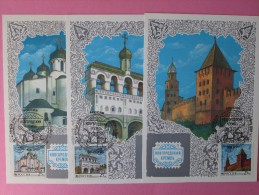 1993 Russia - Novgorod Kremlins (Castles) - FDC Maxicards, Full Set Of 3v. - Maximumkaarten