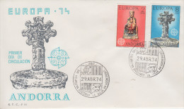 Enveloppe  FDC  1er  Jour   ANDORRE     Paire    EUROPA     1974 - 1974