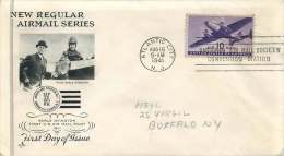 1941  Air Mail 10 ¢ FDC Atlantic City NJ Cancel   ArtCraft Cachet  C27 - 1851-1940