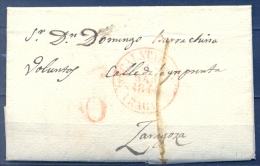 1844 , ARAGÓN , CARTA CIRCULADA ENTRE CALATAYUD Y ZARAGOZA , BAEZA DE CALATAYUD,  PORTEO - ...-1850 Prephilately