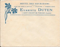 Enveloppe - HOTEL DES VOYAGEURS - Evariste Duten à Saint-Vincent De Tyrosse (Landes) - Sports & Tourisme