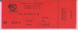 Concert Ticket - Croatia Concert, Zagreb, 27.12.1981., Yugoslavia - Konzertkarten