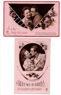 CARTE POSTALE Fantaisie Couple Fleurs Garde Moi Tes Baisers J´ai Lu Dans Vos Yeux P.C. Paris (2 Cartes) - Saint-Catherine's Day