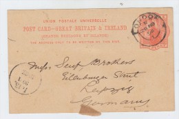 Great Britain/Germany LONDON/LEIPZIG POSTAL CARD 1894 - Brieven En Documenten