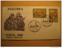 ANDORRA LA VELLA 1980 Navidad Christmas Pintura Paint Arte Art SPD FDC Sobre Cover Andorre - Cartas & Documentos