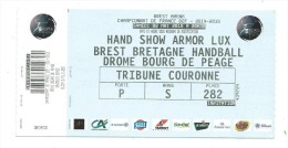 38 NC - Ticket HANDBALL - D2F -2014--2015 - BREST BRETAGNE HAND BALL  DROME -  02-05-2015 - Handball