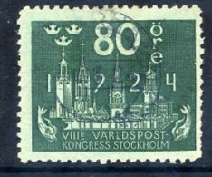 SWEDEN 1924 UPU Congress 80 öre  Used.  Michel 155 - Gebruikt