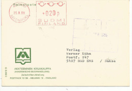 FINLANDE EMA SUR CARTE DE HELSINKI DU 25/9/1968 - Briefe U. Dokumente