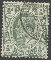 Transvaal. 1905-9 KEVII. ½d Yellow Green Used. Mult Crown CA W/M SG 26 - Transvaal (1870-1909)
