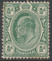 Transvaal. 1905-9 KEVII. ½d Yellow Green MH. Mult Crown CA W/M SG 26 - Transvaal (1870-1909)