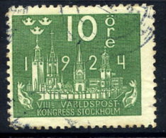 SWEDEN 1924 UPU Congress 10 öre  Used.  Michel 145W - Gebraucht