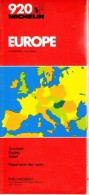 CARTE MICHELIN PNEUMATIQUES N° 920 SOLDE LIBRAIRIE 1982 EUROPE TOURISME ROUTES RELIEF REPERTOIRE DES NOMS INDEX OF PLACE - Mappe/Atlanti