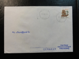Ship Mail Cover MS M/S NORDFJORD I 1991 Norway - Lettres & Documents