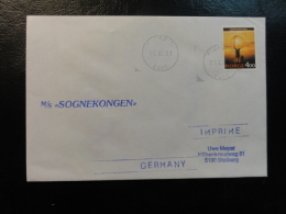 Ship Mail Cover MS M/S SOGNEKONGEN 1991 Norway - Covers & Documents