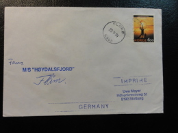 Ship Mail Cover MS M/S HOYDALSFJORD 1991  Norway - Cartas & Documentos