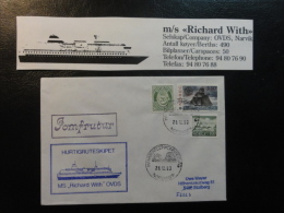 Ship Mail Cover MS M/S RICHARD WITH 1993 Hurtigrute Nordkapp Norway - Lettres & Documents