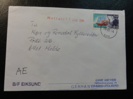 Ship Mail Cover MS M/S B/F EIKSUND Mottatt 17-6-1994 In Red  Norway - Lettres & Documents