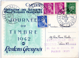 CP - Journée Du Timbre - 19.04.1942 à PARIS  - FRANCE - Journée Du Timbre