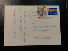 Postcard 1998 TONSBERG Cancel 1995 Red Cross God Jul Vignette Poster Stamp Norway - Lettres & Documents