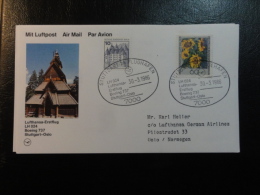 First Flight Erstflug Lufthansa STUTTGART OSLO 1986 Norway - Lettres & Documents