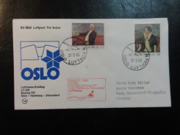 First Flight Erstflug Lufthansa OSLO HAMBURG DUSSELDORF 1983 B-737 Norway - Lettres & Documents