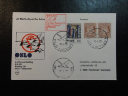 First Flight Erstflug Lufthansa OSLO HANNOVER 1979 Norway - Covers & Documents