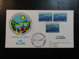 First Flight Erstflug KLM AMSTERDAM STAVANGER 1977 Norway - Covers & Documents