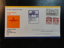 First Flight Erstflug Lufthansa KOPENHAGEN OSLO 1972 Norway - Lettres & Documents