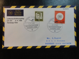 First Flight Erstflug Lufthansa HAMBURG OSLO 1966 Norway - Lettres & Documents