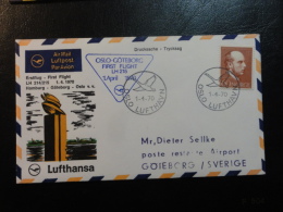 First Flight Erstflug Lufthansa OSLO GOTEBORD 1970 Norway - Storia Postale