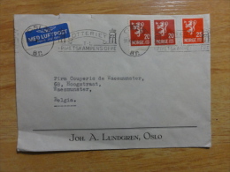 1946 OSLO To WAESMUNSTER Lotterie Cancel Air Mail Cover Norway - Covers & Documents