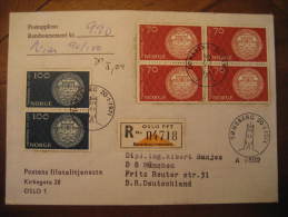 TONSBERG 1971 Medal Coin Set 6 Stamp To Munchen Germany On Remboursement Registered Cover Norway Norvege - Briefe U. Dokumente