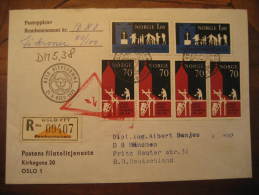 OSLO 1971 Church Religion Set 6 Stamp To Munchen Germany On Remboursement Registered Cover Norway Norvege - Lettres & Documents