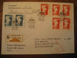 OSLO 1972 Haakon VII Militar Soldier Set 7 Stamp To Munchen Germany On Remboursement Registered Cover Norway Norvege - Covers & Documents