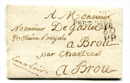 Lettre De Paris Pour Brou Avec Griffe Port Payé 60 - 5 Décembre 1819 - T 154 - 1801-1848: Precursori XIX