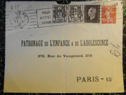 1945 Lettre (devant) ENTIER POSTAL Du PATRONAGE De L´ENFANCE Et De L´ADOLESCENCE Semeuse 10c + Dulac + Chaine Brisée - Buste Ristampe (ante 1955)