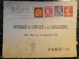 1945 Lettre (devant) ENTIER POSTAL : PATRONAGE De L´ENFANCE Et ADOLESCENCE Semeuse 10c + Mazelin + Mercure + Lorraine - Buste Ristampe (ante 1955)